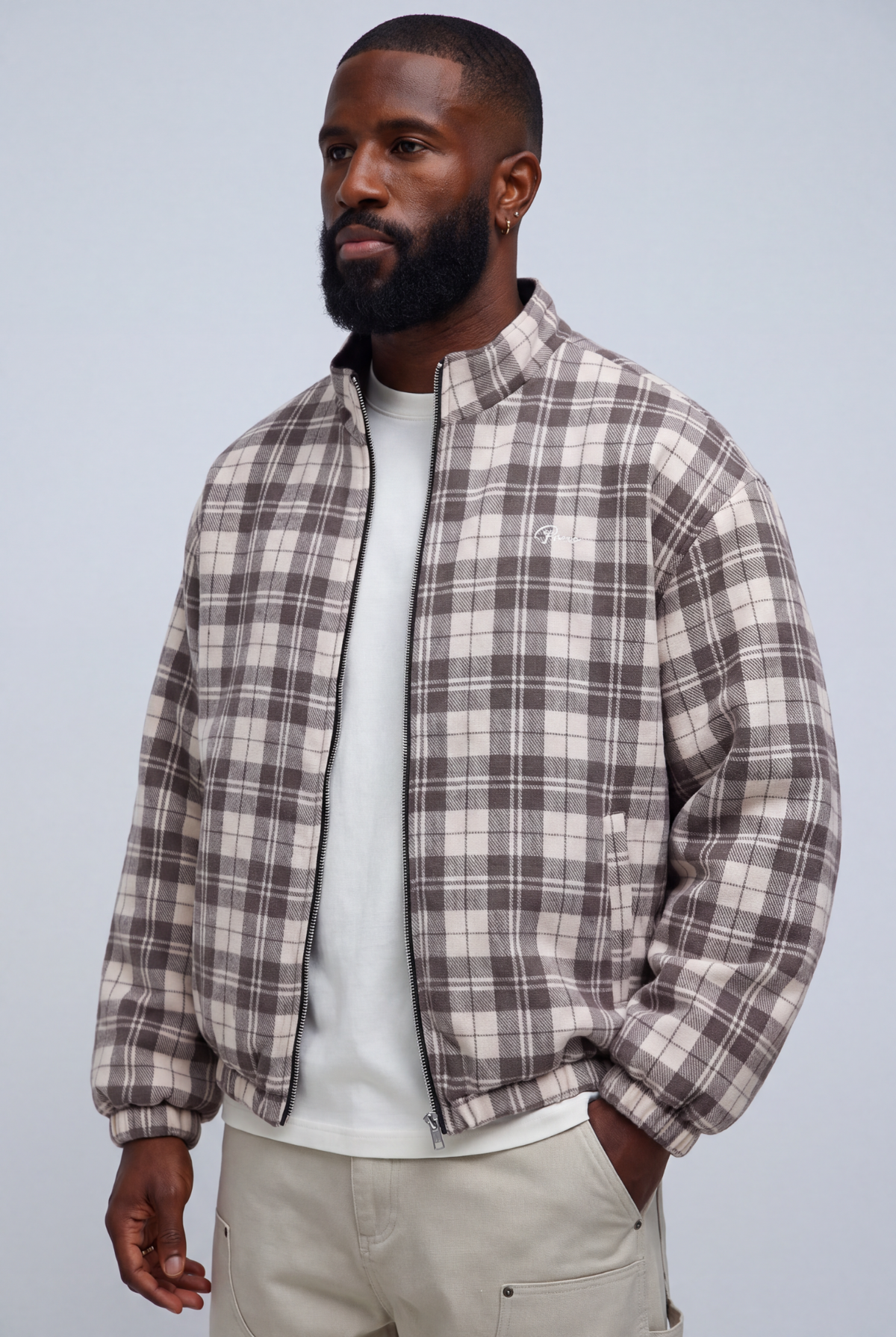 Aspen Reversible Jacket — plaid wool-blend side