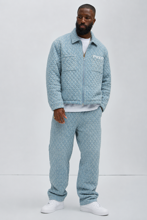 DENIM QUILTED PANTS