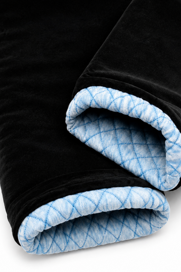 DENIM QUILTED PANTS